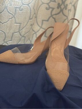 Nude and clear Pointed Toe Slingback Heels/ Zara sz.41(11)